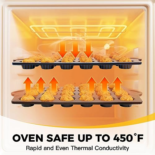 image for HONGBAKE mini muffin pan nonstick 24, Cupcake Tin for Baking, Commerci