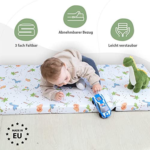 Reisbed matras 60x120 cm opvouwbaar - dikke opvouwbare matras voor baby vouwmatras kinderen matras reisbed 120x60 Dinosaurus - Afbeelding 7