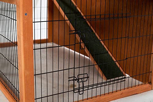 Trixie 62321 natura Kleintierstall mit Freilaufgehege, 124 × 102 × 78 cm, braun