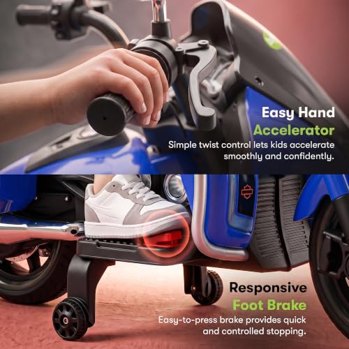 Image of BAYBEE Adreno Baby Electric Bike for Kids with Hand Accelerator | Big Battery Baby Bikes with Realistic Meter, RGB Lights & Music | Rideon Battery Operated Bike for Kids to Drive 1 to 8 Years (Blue)