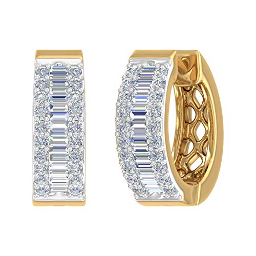 1/2 Carat Diamond Hoop & Huggies Earrings in 10K Gold or in 950 Platinum