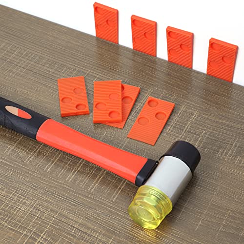 Knpwer 65 Stück Vinyl Verlegeset inkl,Laminat Holzfußboden Installations Set,Holzboden Verlegung Kit mit 60 Abstandshaltern, Doppelköpfiger Hammer, Gewindebohrer und Zugstange