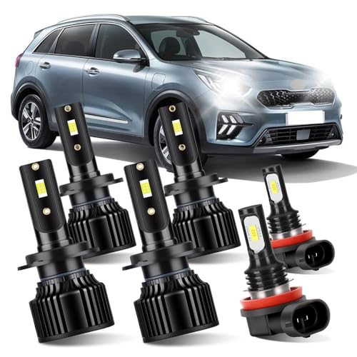 rosunmantic Custom for Kia Optima 2014 2015 Light Bulbs High Beam Low Beams Combo Fog Bulbs 6000K White with Cooling Fan 6PCS
