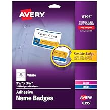 Avery Flexible Printable Name Tags، 2-1 / 3 "x 3-3 / 8"، Matte White، 160 Removable Name Badges 8395