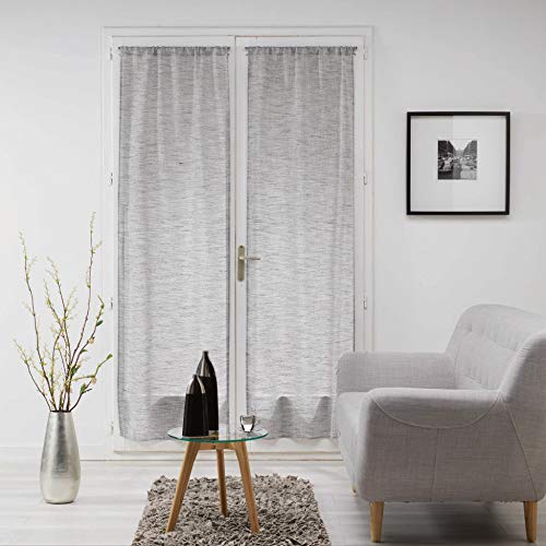 Douceur d'Intérieur Pair of Straight Curtain Rings 2 x 70 x 240 cm Woven Milza Anthracite, W 27.6" x L 94.5" (1 Panels) - Image 2