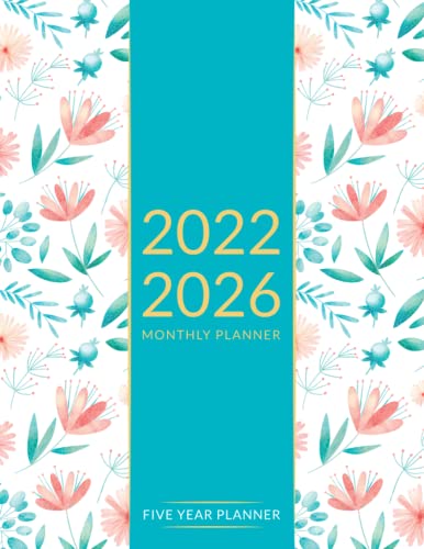 2022-2026 5 Years Monthly Planner: 60-Month Calendar | Agenda Schedule Organizer with To-do List, Goals & Holidays For Five Years | Cute Gift For Women | Floral Cover - Large