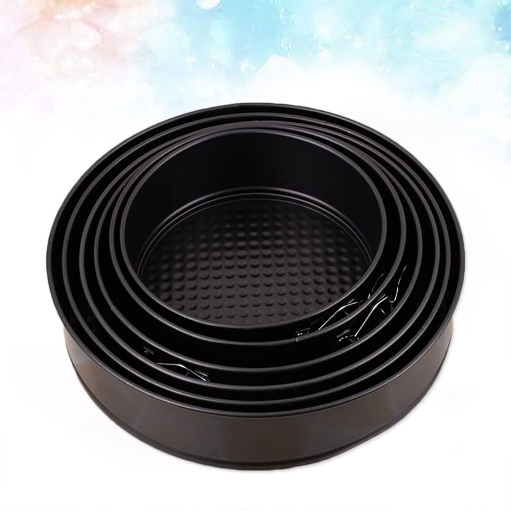 FOMIYES Molde Redondo para Tartas Hebilla, 6 Piezas, Acero al Carbono | Negro, Acabado Antiadherente, Apto para Aniversario y Boda, Uso Doméstico y Horneado a Baja Temperatura