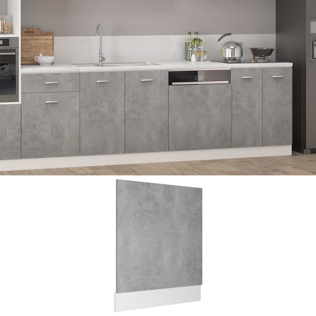 Tomostar Façade de Porte Lave Vaisselle, Panneau de Lave-Vaisselle Accessoire pour Lave-Vaisselle Cuisine Lyon Gris béton Bois d'ingénierie