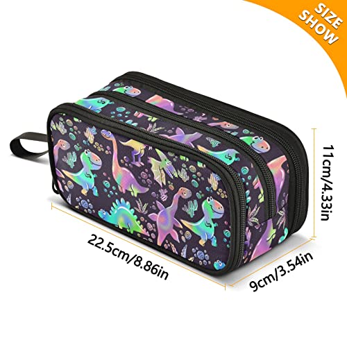 Image of senya Big Capacity Pencil Pen Case, Rainbow Dinosaurs Pen Box for School Office College Multi-Purpose Pouch Holder Organizer Cosmetics Bag