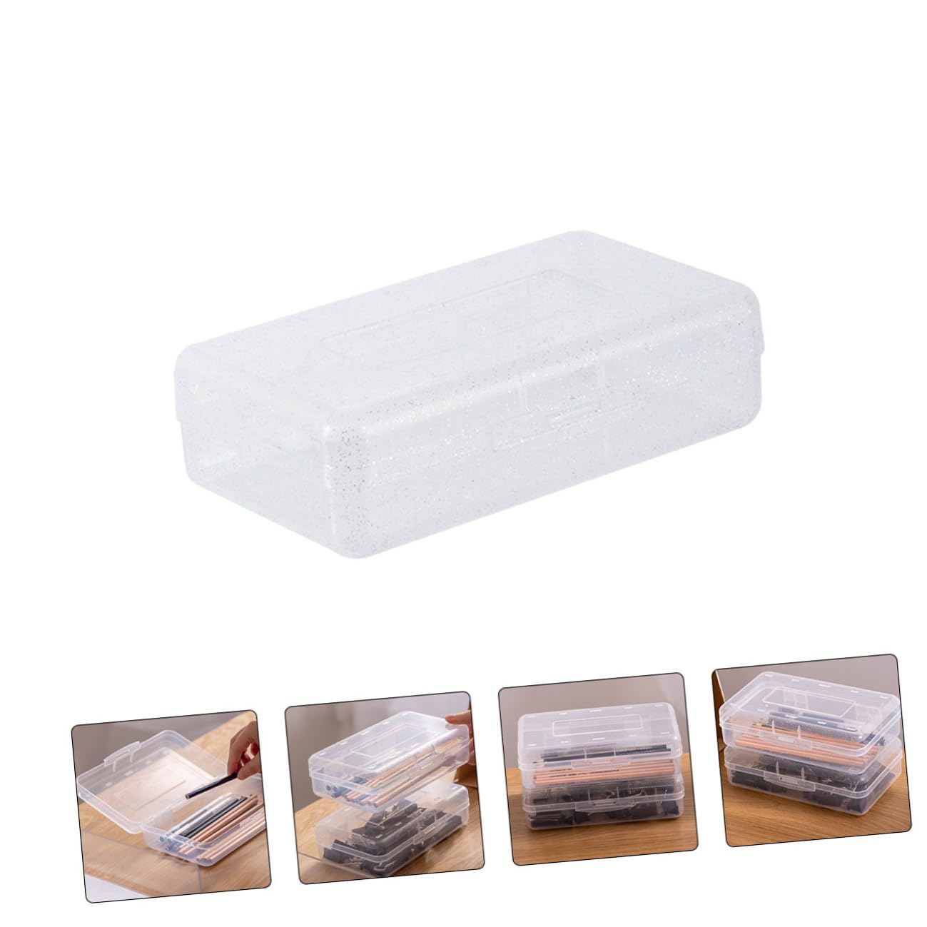 6 pezzi Organizer Penne Trasparente in Plastica Astuccio Scuola Impilabile con Capacità per Matite Penne e Accessori Resistente e Durevole per Studenti e Insegnanti