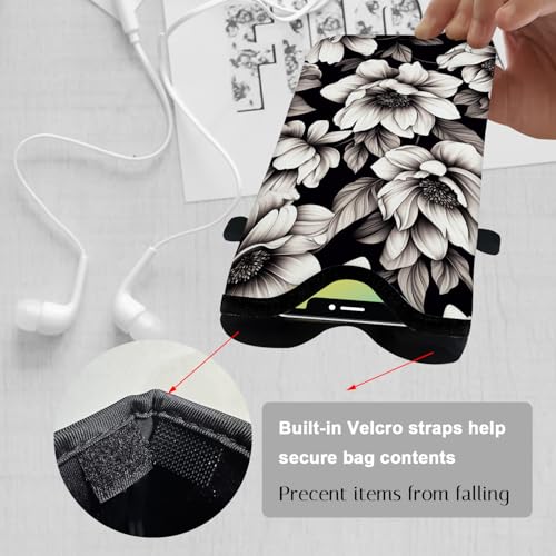 Image of Neoprene Cell Phone Sleeve Pouch Case Bag with Crossbody Strap Neck Lanyard for Women 7.1 X 3.9 in Flower