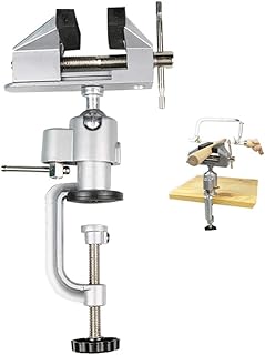 HIPOGT Table Vise Clamp Bench Vise Woodworking Vise with Anvil 360° Swivel Vice for Workbench Table Clamp Vise Grip, Cutting Conduit, Drilling, Metalworking