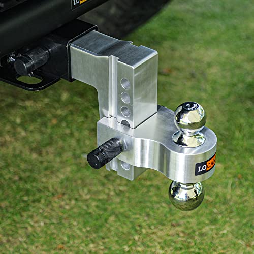 Locame Adjustable Trailer Hitch, Fits 2-Inch Receiver, 6-Inch Drop/Rise Aluminum Drop Hitch,12,500 Lbs Gtw-Tow Hitch For Heavy Duty Truck With Double Stainless Steel Locks, Silver, Lc0013 #TOP5
