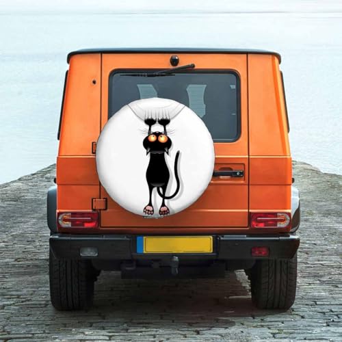 Image of Cat Spare Tire Cover for RV Trailer Angry Witch Cat Scratching The Curtain Wheel Protectors Weatherproof Polyester Tire Case for All Cars SUV Camper Travel 15 inch