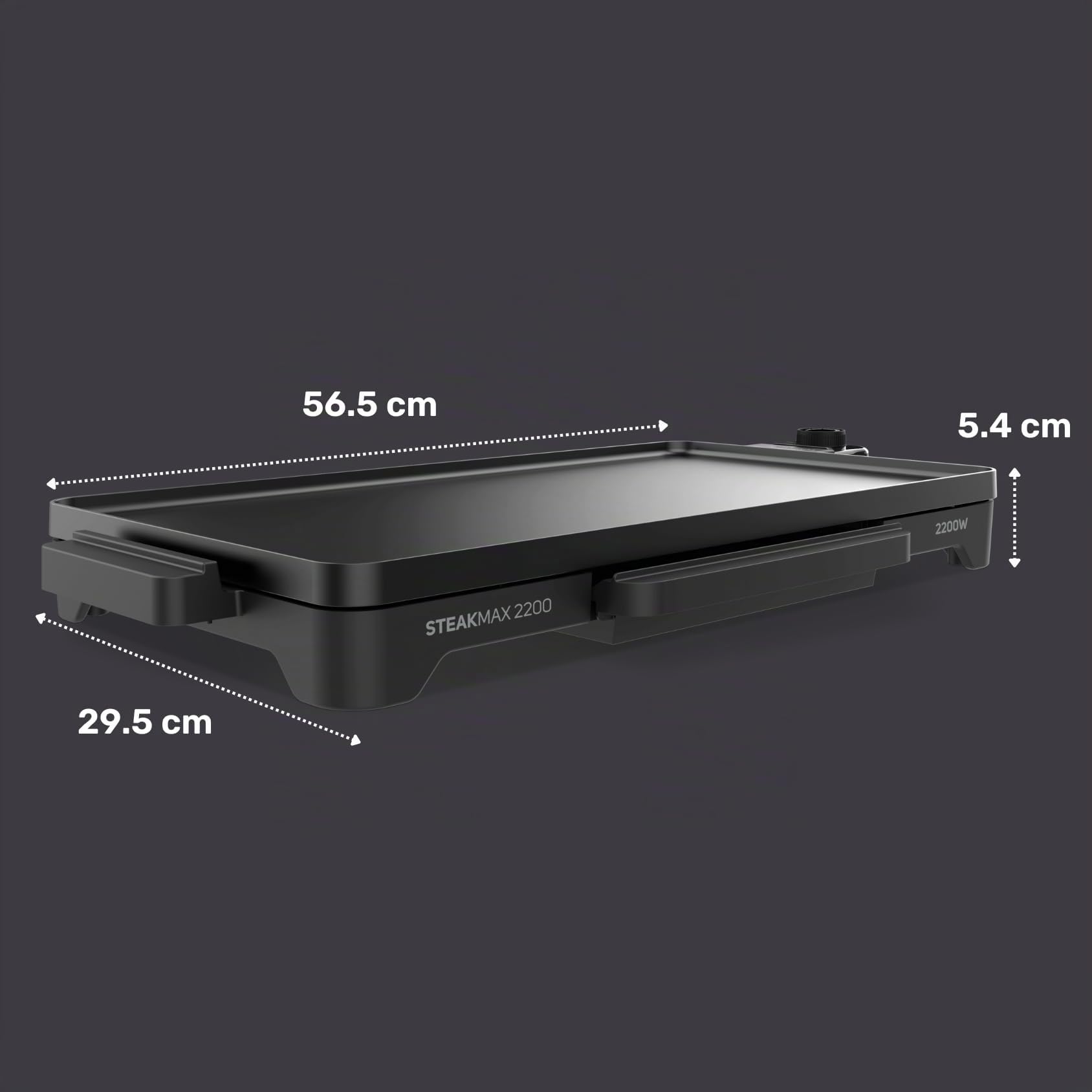 Taurus - piastra elettrica 2200W | superficie 49x27 cm | rivestimento antiaderente senza PFOA | temperatura regolabile | maniglie fredde | vaschetta raccogli grassi | 4-6 persone