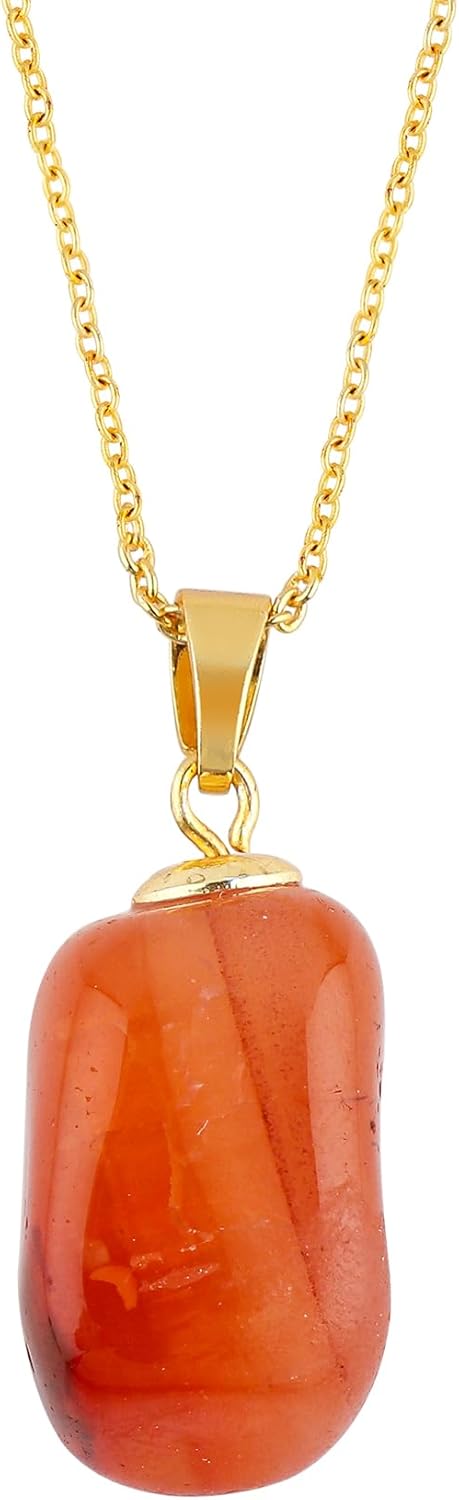 Gemstone Handmade Tumble Pendant Necklace for Women |Natural Healing Crystal Jewellery| Chain 16+2 Inch Adjustable | Gift Jewelry