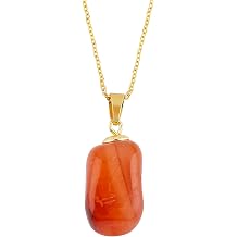 Gemstone Handmade Tumble Pendant Necklace for Women |Natural Healing Crystal Jewellery| Chain 16+2 Inch Adjustable | Gift Jewelry