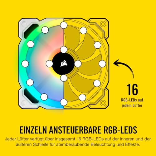 Corsair LL120 RGB LED PWM PC-Gehäuselüfter (120mm Dual Licht Loop RGB LED, Einzelverpackung) weiß – Ansicht 3