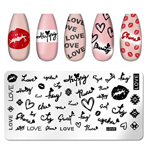 Nail Stamping Plate, Danneasy 6 Pieces Nail Stamp Nail Stencils Flower Leaf Heart Stamping Plates For Nails Nail Design Kit Manicure Template Set (Lovely Series) #TOP4