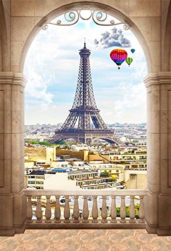 Laeacco Vinyl-Fotohintergrund, romantisch, Paris, Eiffelturm, moderne Stadtlandschaft, Bogenansicht, für Babys, Kinder… – Bild 3