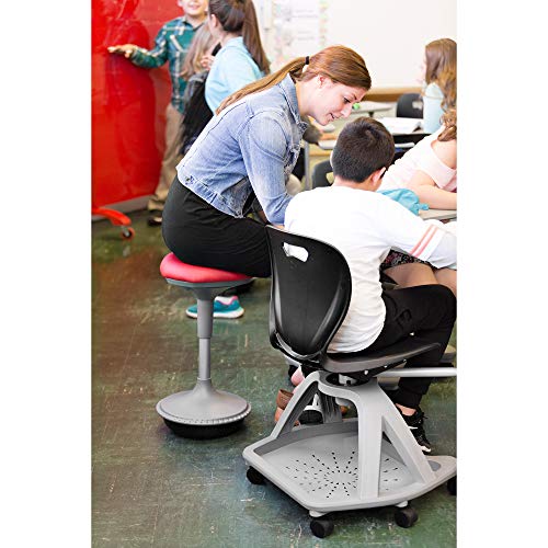 Image of Learniture Active Learning Wobble Stools, Foam-Padded Backless Height Adjustable Office Chairs, Red and Gray