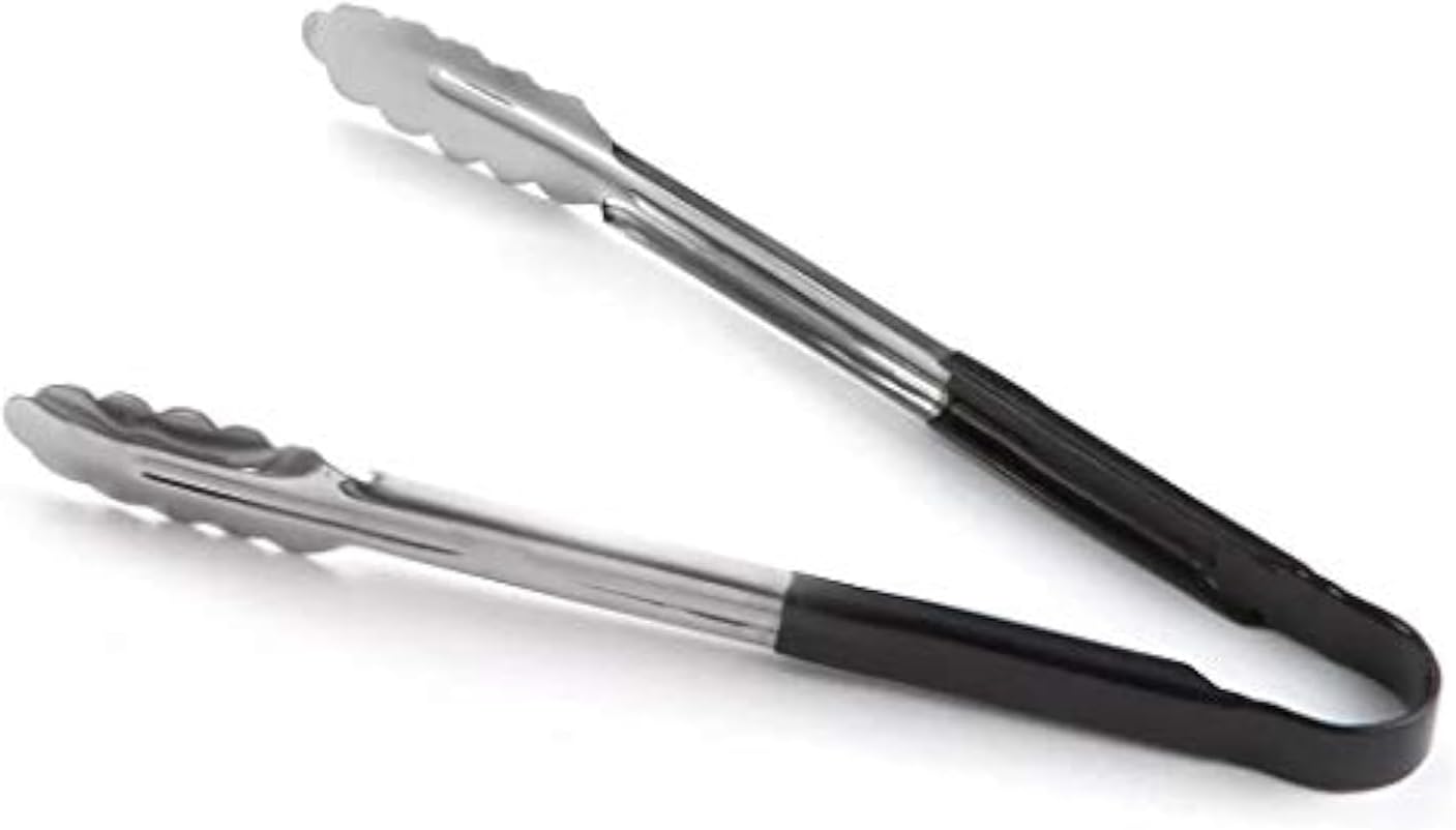 SMS Homeware Utility Tong for Kitchen Tong for Frying Tong for Cooking Tong for Serving (Pack of 2), Black