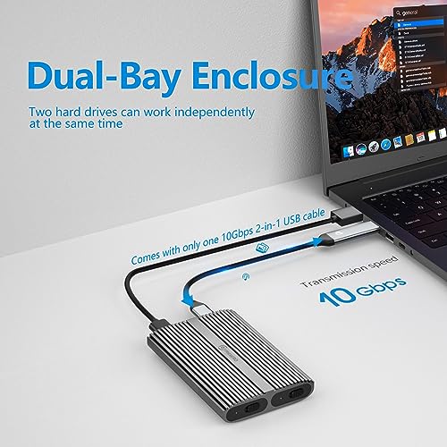 PHIXERO Caja externa para disco M.2 NVMe Dual USB 3.2 Gen 2 miniatura 4