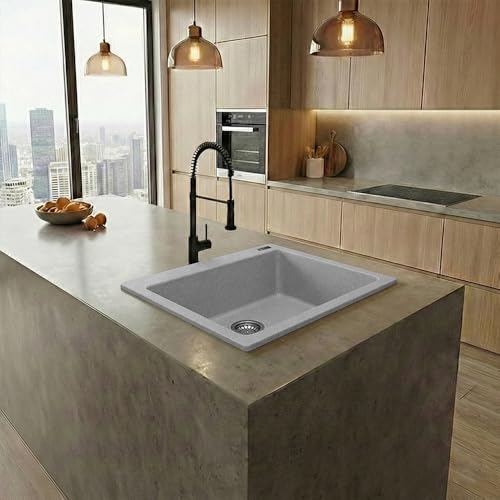 Image of JAYKO Quartz Acrylic Kitchen Sink for Modular Kitchen | Granite Finish, Scratch & Heat Resistant | Easy to Clean & Stylish Sink for Home (BR, 16x18in)