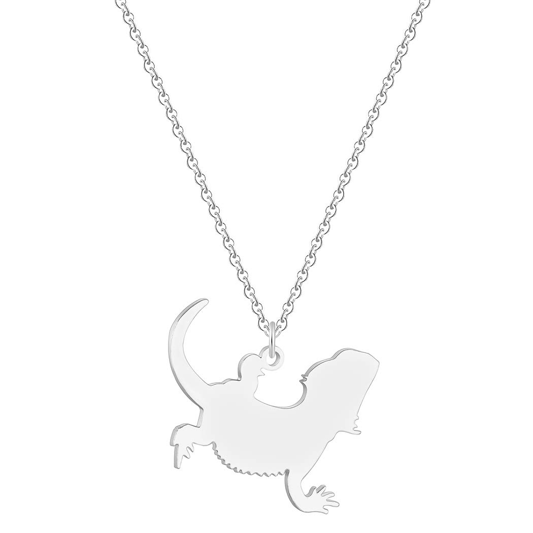 ChandlerBearded Dragon Lizard Necklace Dragon Jewelry Pet Reptile Gift Personalized Silver Gold Rose Gold Color Steel Collars