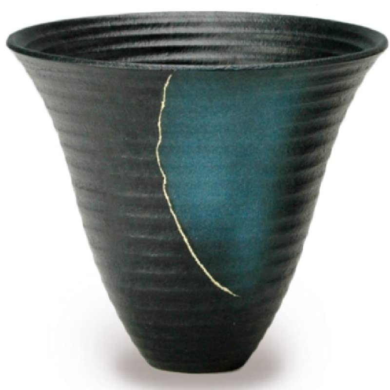 br>萬古焼 陶炎窯 大宮陶苑 花器 西山シリーズ (黒) 黒薩摩 花器