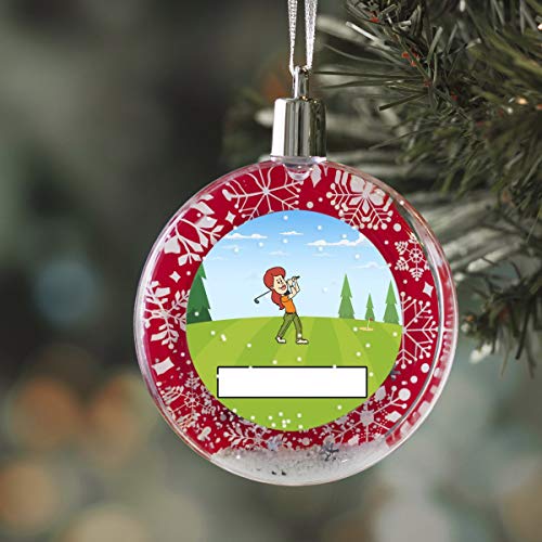 PrintedPerfection.com Personalized StoryLine Cartoon Caricature Snow Globe Christmas Ornament: Golfer - Female