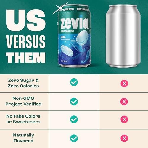 Image of Zevia Zero Sugar Soda, Nostalgic Variety Pack, 12 oz Cans (24-Pack) - Naturally Sweetened, Non-GMO Project Verified, Gluten-Free, Vegan
