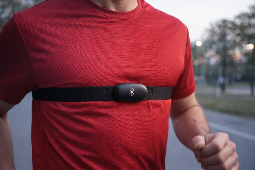 Moniteur de fréquence Cardiaque Bluetooth avec Bande réglable - Ceinture pectorale de fréquence Cardiaque - capteur de fréquence Cardiaque - Compatible avec Les principales Applications de Fitness