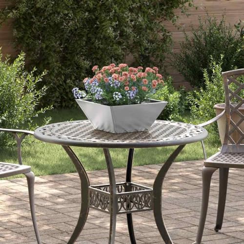 Jardinière surélevée pour balcon - Jardinière surélevée pour jardin, parterre de jardin, bac à fleurs, bac à fleurs, bac à fleurs, bac à fleurs, pot de fleurs, en acier inoxydable, argenté, 35 x 35 x