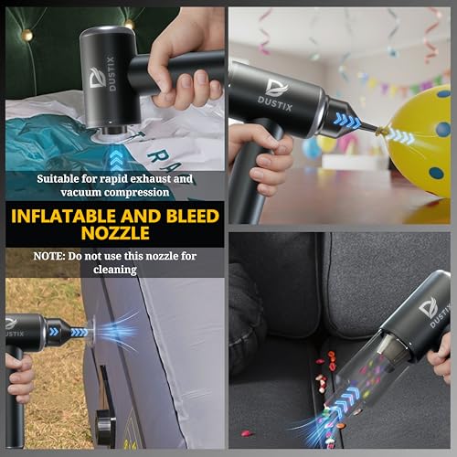 Image of Car Vacuum Cordless Handheld Vacuum Cleaner Mini Portable Car Vacuum Brushless Motor Rechargeable Type C Blower Inflator Deflator Car Cleaning Kit (DX-1 Pro)