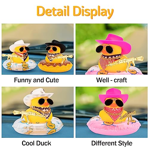image for wonuu Car Rubber Duck Decoration, West Cowboy Duck Car Dashboard De