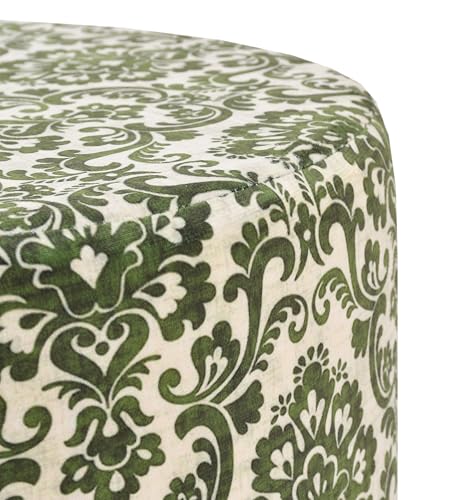 Image of NACIA Printed Ottoman Stool Set of 2 | Soft Cushioned Velvet Pouf Footrest with Wooden Legs | Decorative Seating Stool for Bedroom Living Room Home & Office (16x16x17 Inch, Green Damask)