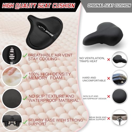 Image of BUCKLOS Wide Bike Seat for Men Women Ebike Seats Comfort Extra Large Comfortable Bicycle Seats Saddle for Ebike /Crusier /Exercise /Peloton Bike