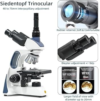 SWIFT SW400 Compound Trinocular Microscope with 5MP Camera,40X-2500X Infinity Achromatic Objectives, Two-Layer Mechanical Stage