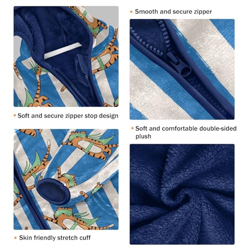 Cute Tiger Little Hero Animals Girls Fleece Jacket Girls Fall Jacket Girls Zip Up Hoodie Girls Sherpa Jacket 2-10T3