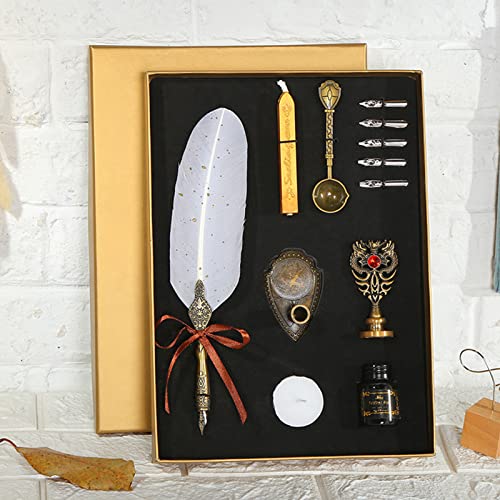Kiboule Conjunto De Caneta E Tinta De Penas Vintage Brilhante Caneta Tinteiro De Caligrafia, Mergulh