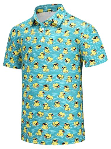 Mens Golf Polo Shirts Funny Golf Shirt for Men Short Sleeve Performance Moisture Wicking Dry Fit Polo Shirts for Men
