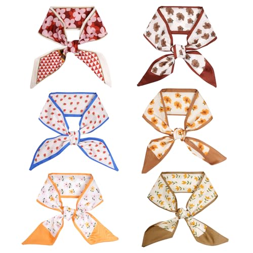 6 Pcs Purse Scarf Handbags for Women Skinny Fashion Neck Scarves Lightweight Stain Ribbon for Bag Hair Accessories