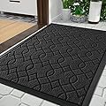 Yimobra Front Door Mats, Heavy Duty Water Absorbent Mud Resistant Easy Clean Entry Outdoor Indoor Mat,Non Slip Backing, Exterior Mats for Outside Patio Porch Farmhouse, 29.5 x 17, Black