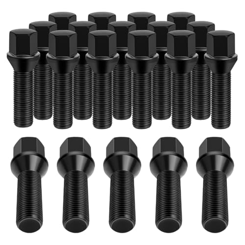 Safety Recall Code: 44Q9 - Wheel(s) – Lug Bolt Seat Machining - 2021 Volkswagen Atlas & Atlas Cross Sport 7 14x1.5 Lug Bolts, 20 Pcs Black Wheel Bolts 27mm Shank 17mm Hex 52mm Length Conical Seat for Audi A1 A2 A3 A4 A5 A6 A7 A8 S4 S5 S6 S7 S8 TT, for Volkswagen VW Beetle CC Golf Jetta Eos Corrado Passat