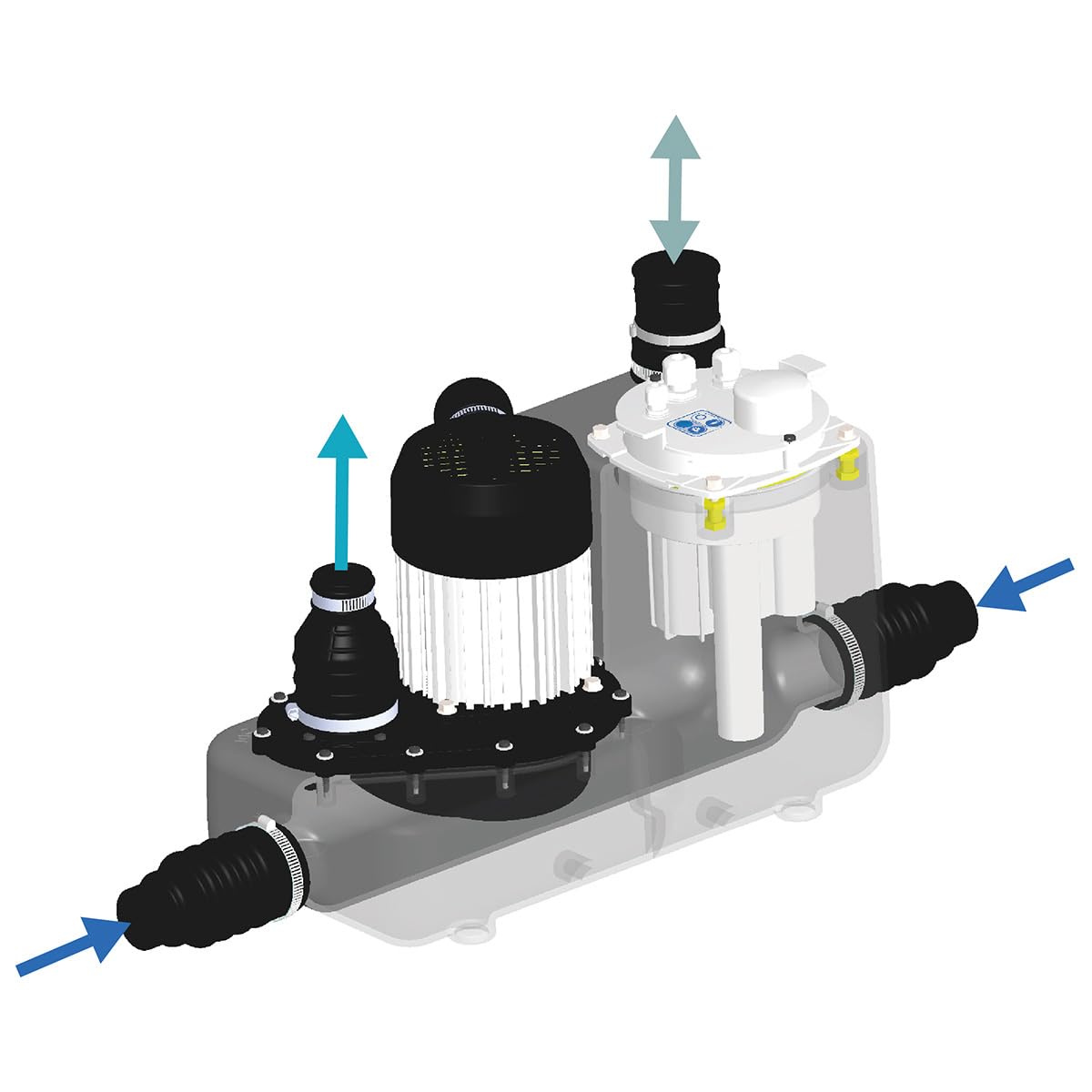 SFA - Sanicom 1 - Station Relevage Eaux Chaudes Jusqu'à 90 °C - Pompe Et Cuve - 2 Entrées Basses - Local Commercial - Installation Et Maintenance Faciles - 55 x 23,5 x 34,8 cm - 750W - Made In France