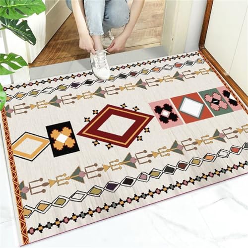 Tapis de salon rouge géométrique facile à nettoyer pour masquer les taches