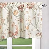 Leeva Kitchen Valances for Windows Dining Room Red Flowers, Watercolor Plant Pattern Rustic Design T