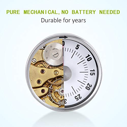 BALDR Mechanical 60-Minute Kitchen Timer with Dial | Stainless Steel Face and Magnetic Back - Retro Tick-Tick Sound, Easy to Use - Just Wind Up to Set Time