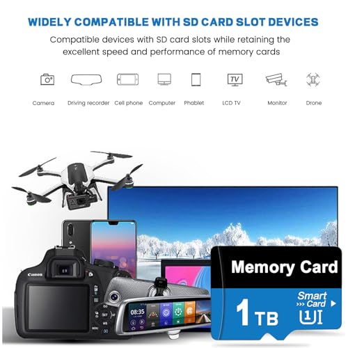 passdise Memory Card 1TB - Ultra High-Speed Storage Card Shockproof Full HD Video TF Card Memory Card 1024GB Portable Storage Card for Dashcams, Laptop - Thumbnail 7